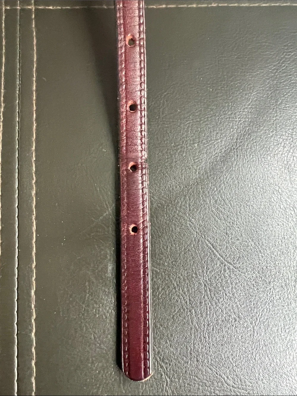 The Leather Shop Slim Burgundy Women’s Leather Belt Gold-Tone Buckle Medium